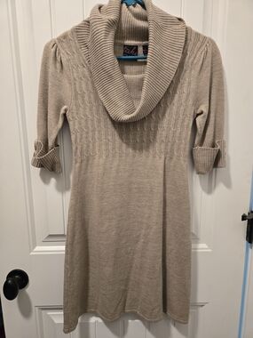 take out Beige Cowl-Neck Sweater Dress